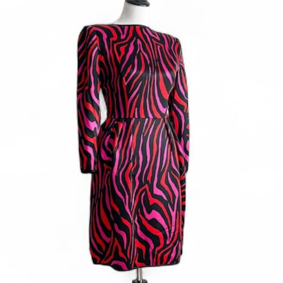 Vintage Stanley Platos Martin Ross Silk Satin 80's Regency Glam Party Dress XS - Picture 1 of 14